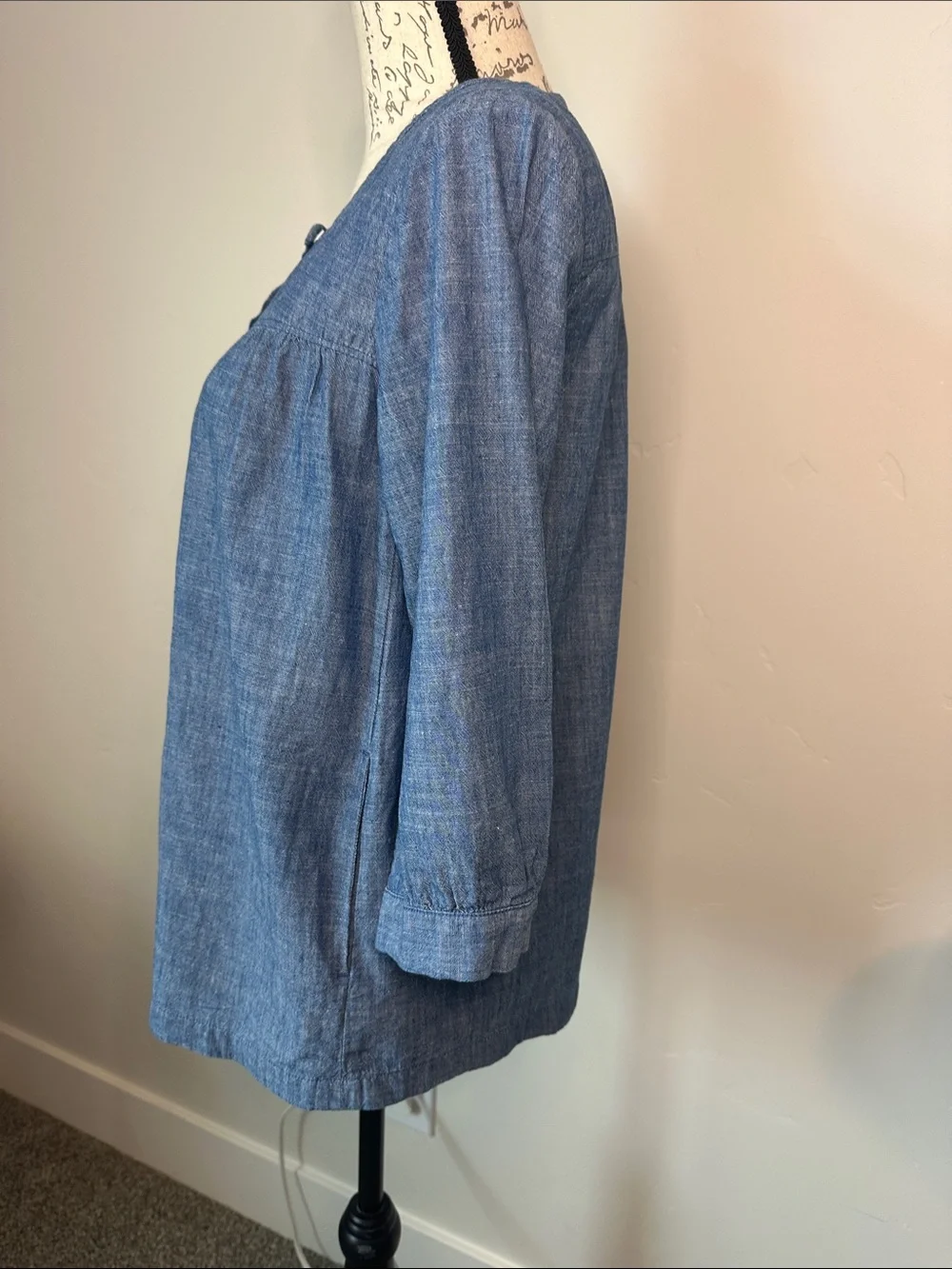 J. Crew Light Blue Chambray Henley Blouse